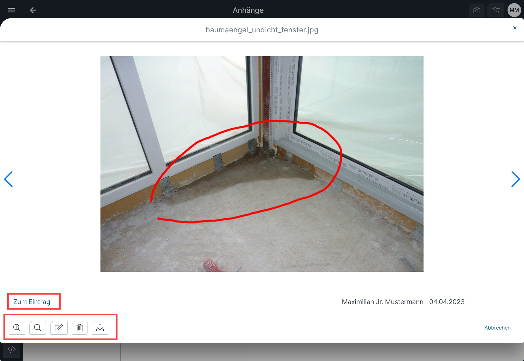 Detailansicht eines Anhangs
